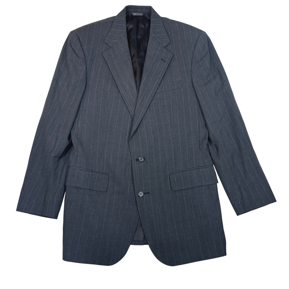 Polo University Club Ralph Lauren Men Grey Pinstripe Wool Blazer 2-Button 40/42L